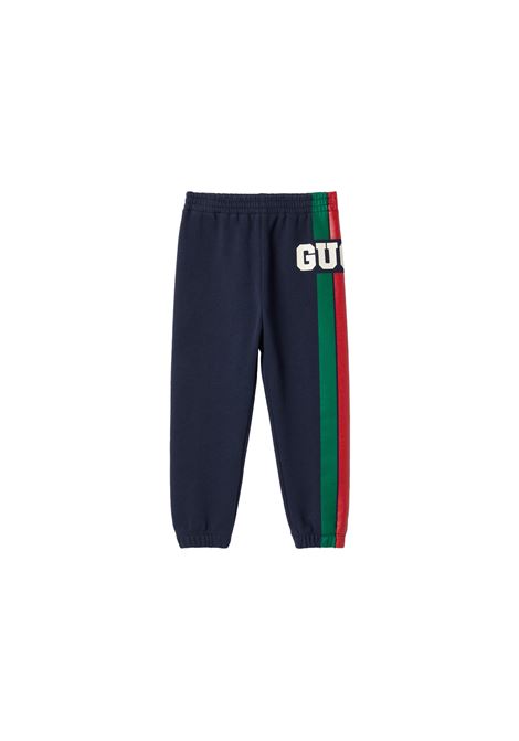 Joggers Blu Scuro Con Stampa Gucci Web GUCCI KIDS | 791862-XJGOF4392